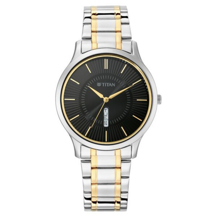 Titan Multi-Function Classic: Precision Meets Style – Obsidian Black Dial with Day-Date Utility and Durable Stainless Steel Strap