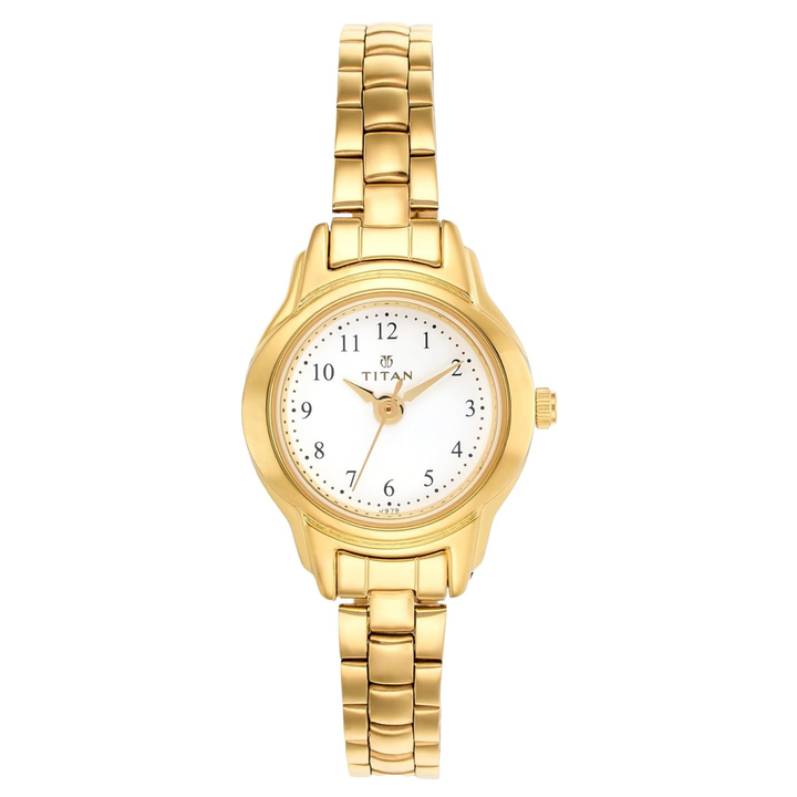 Titan Women’s Quartz Analog Watch – White Dial with Stainless Steel Strap