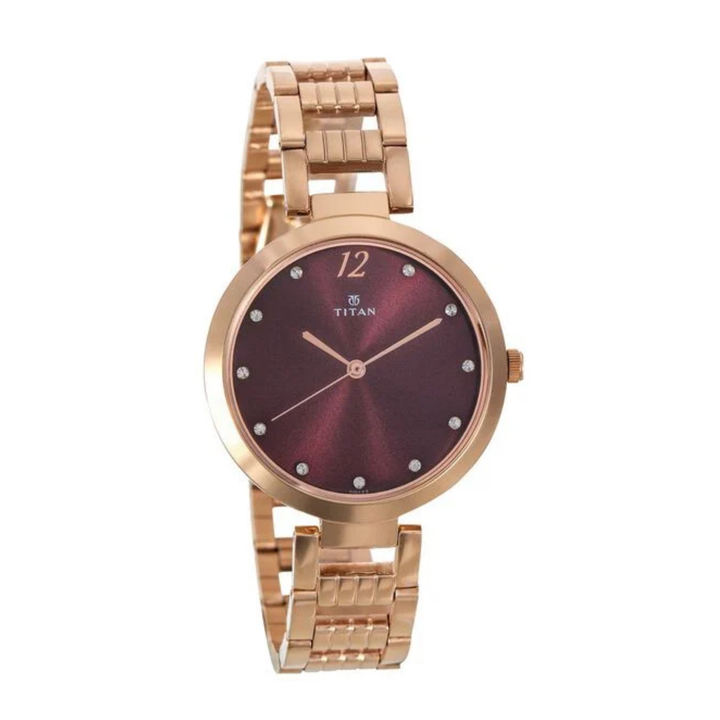 Titan Sparkle Women’s Analog Watch – Purple Dial with Stainless Steel Strap