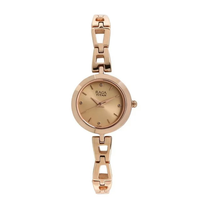 Titan Raga Women’s Watch – Beige Dial with Metal Strap