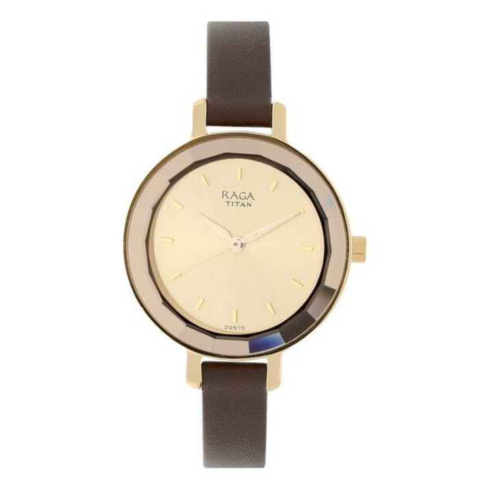 Titan Raga Viva Women’s Watch – Rose Gold Dial with Leather Strap