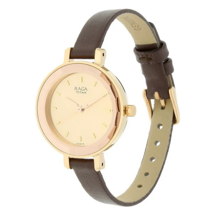 Titan Raga Viva Women’s Watch – Rose Gold Dial with Leather Strap