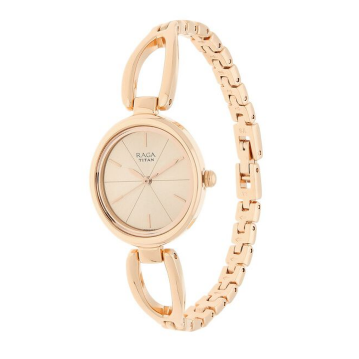 Titan Raga Viva Women’s Watch with Rose Gold Dial and Metal Strap