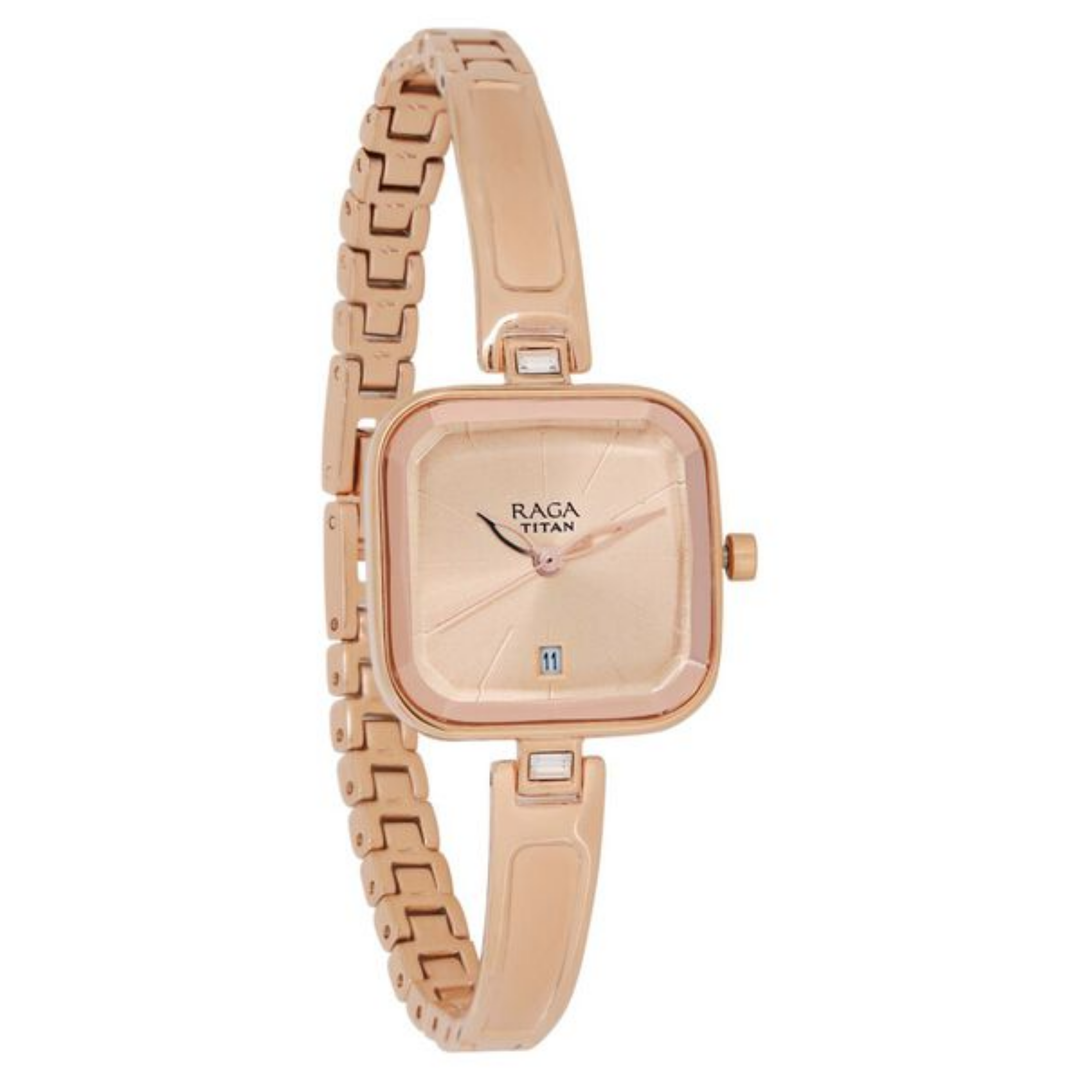 Titan Raga Viva Women’s Watch – Rose Gold Dial with Elegant Metal Strap