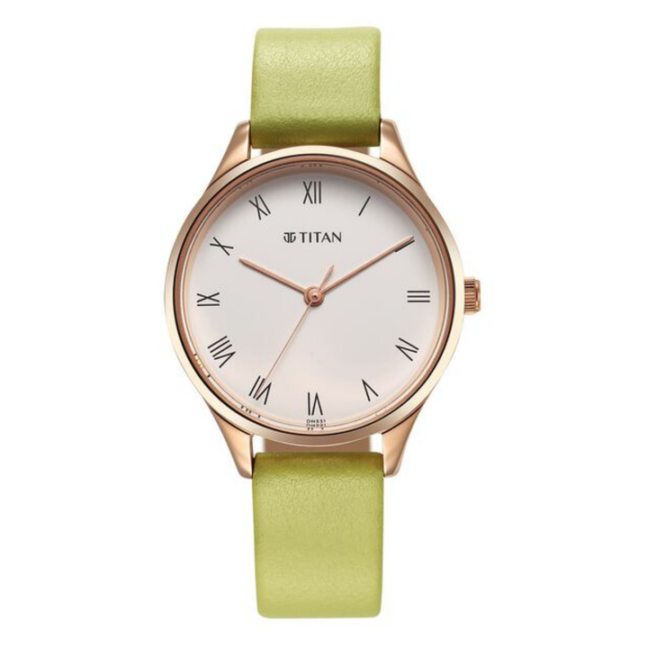 Titan Workwear Women’s Green Dial Analog Watch with Leather Strap