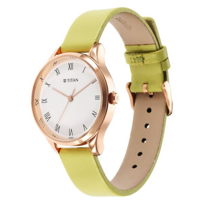 Titan Workwear Women’s Green Dial Analog Watch with Leather Strap