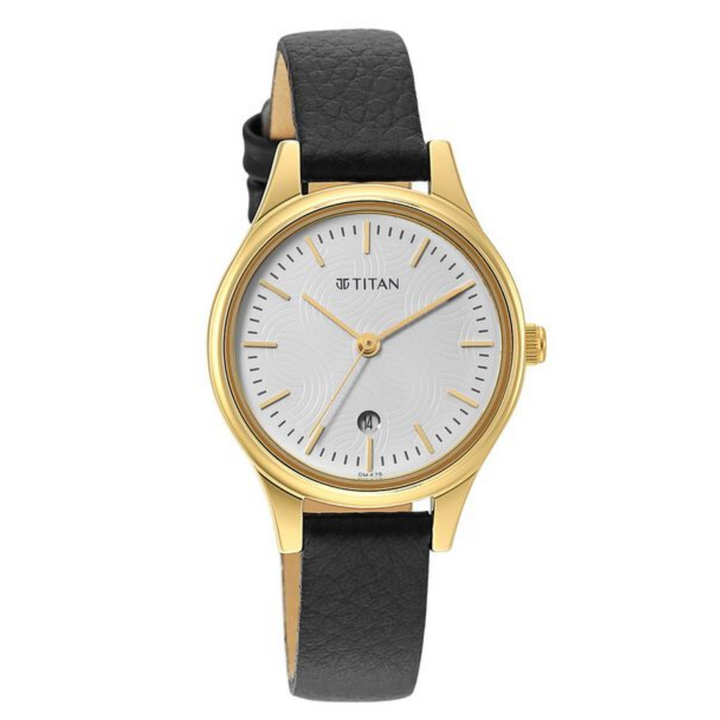 Titan Karishma Women’s Analog Watch – White Dial with Leather Strap