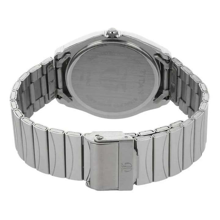 Titan Quartz Analog Men’s Watch – Black Dial with Day &amp; Date and Stainless Steel Strap