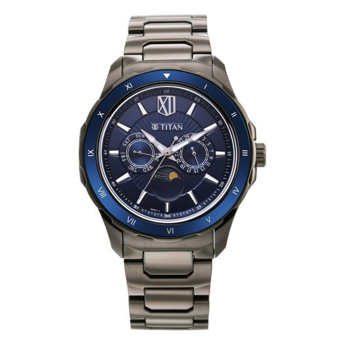 Titan Regalia Men’s Premium Watch with Blue Dial and Stainless Steel Strap