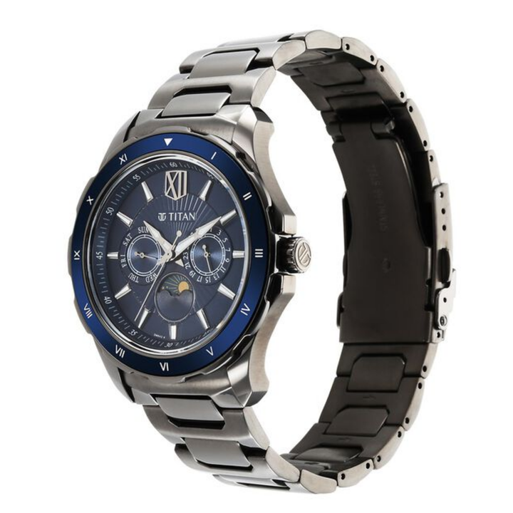 Titan Regalia Men’s Premium Watch with Blue Dial and Stainless Steel Strap