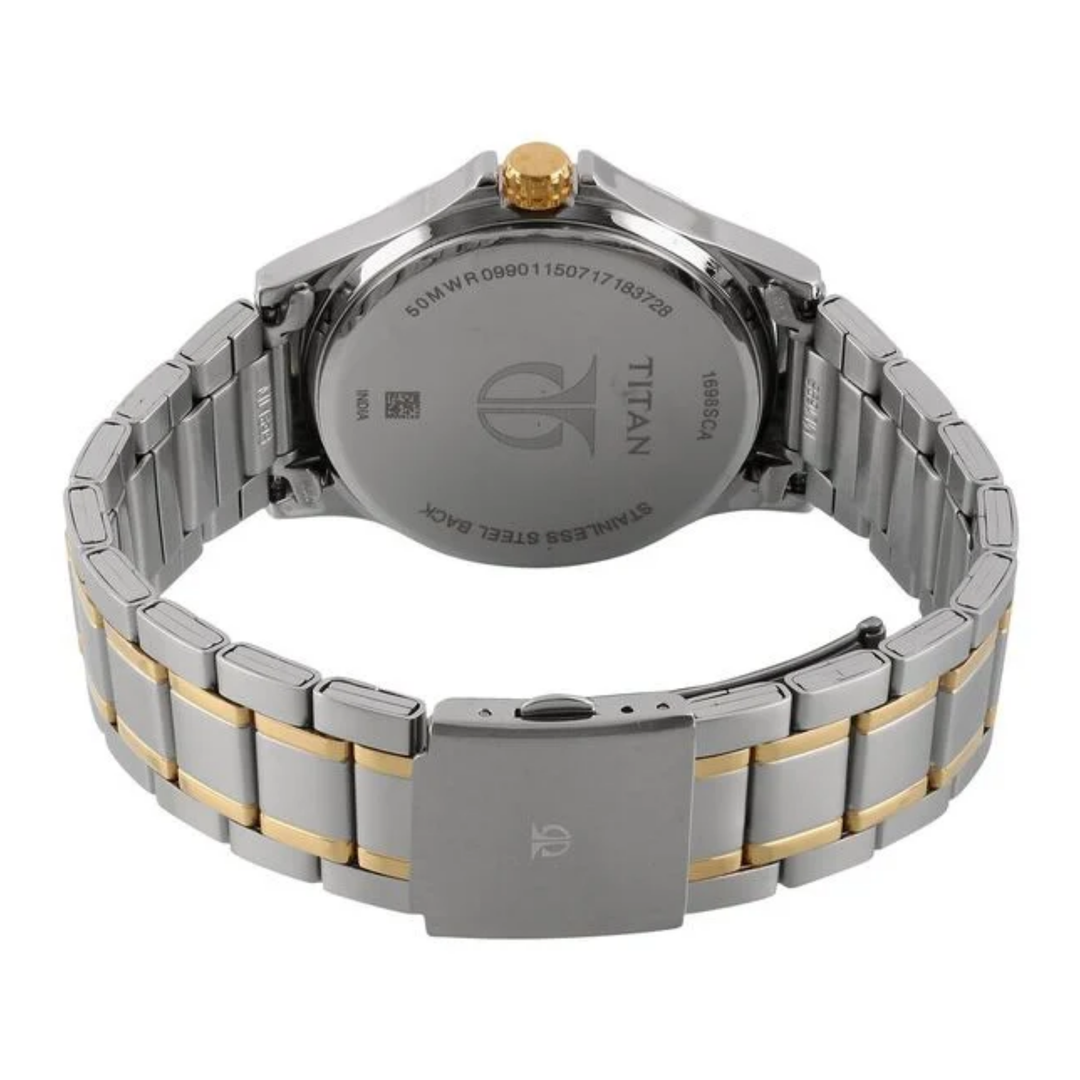 Titan Workwear Men’s Quartz Multifunction Watch with Silver Dial and Stainless Steel Strap