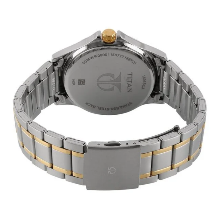 Titan Workwear Men’s Quartz Multifunction Watch with Silver Dial and Stainless Steel Strap