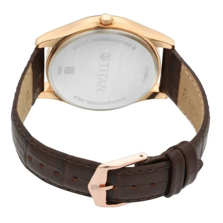 Titan Lagan Blue Dial Analog Watch for Men with Classic Leather Band