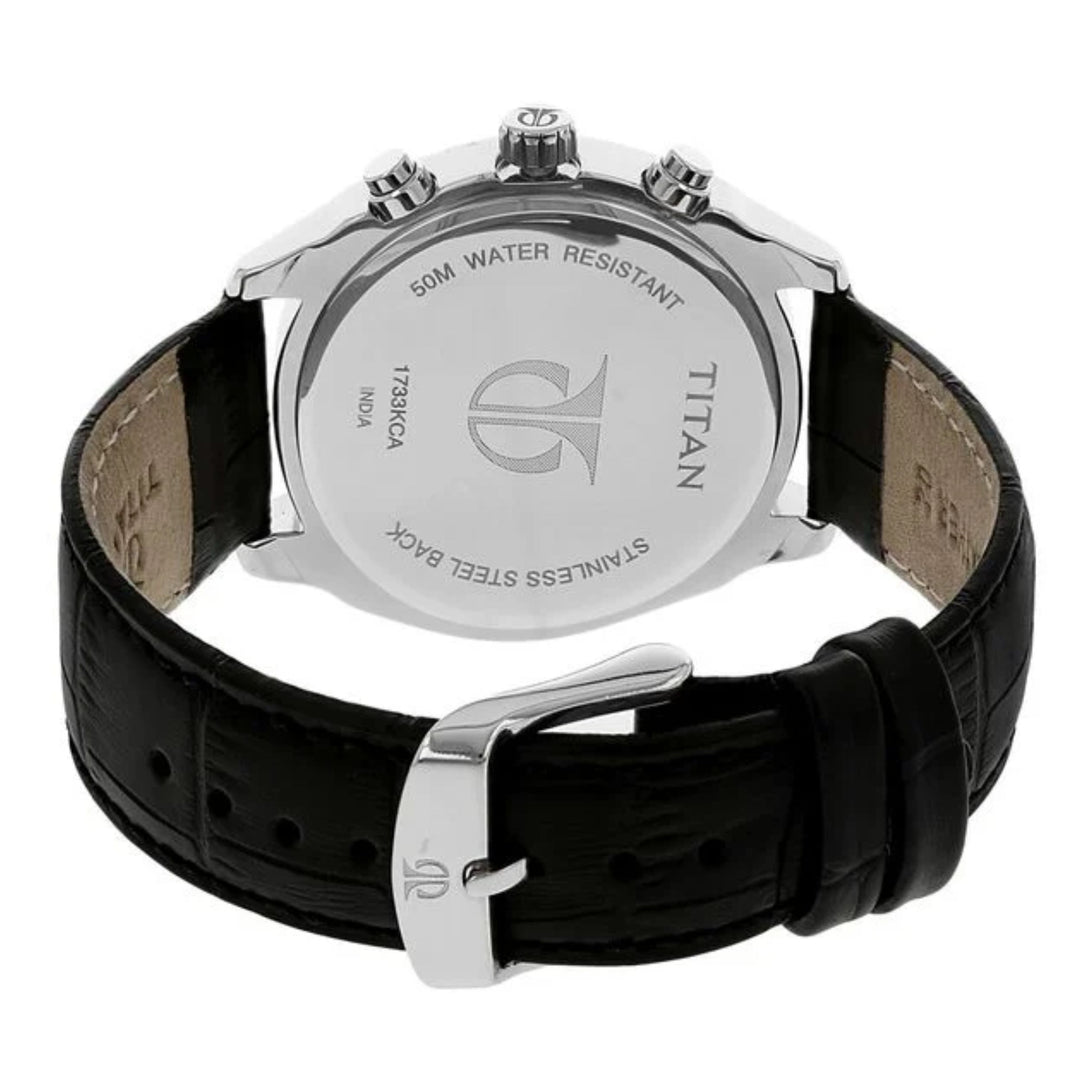 Titan Multifunction Men’s Watch – Midnight Blue Dial with Refined Leather Band