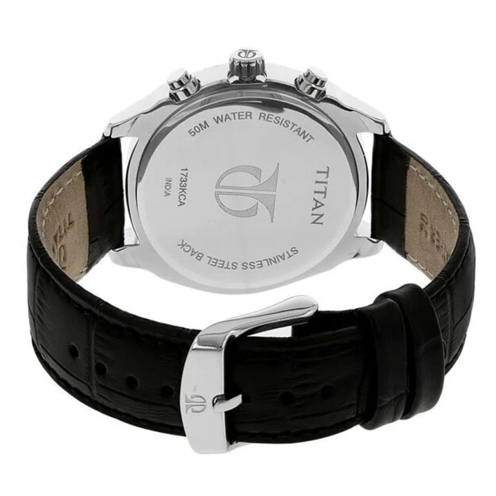 Titan Multifunction Men’s Watch – Midnight Blue Dial with Refined Leather Band