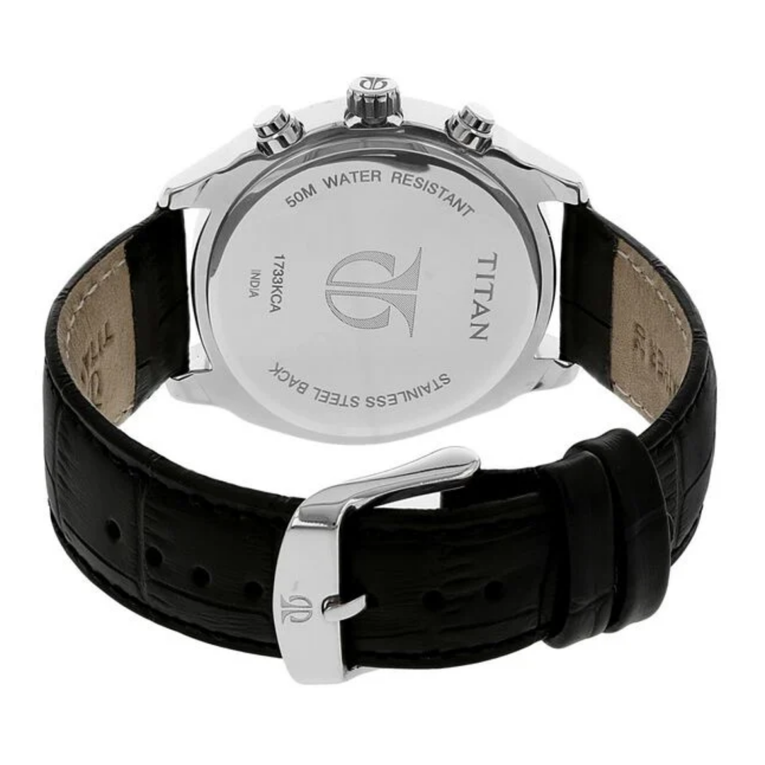 Titan Multifunction Quartz Watch for Men – Blue Dial with Classic Leather Band