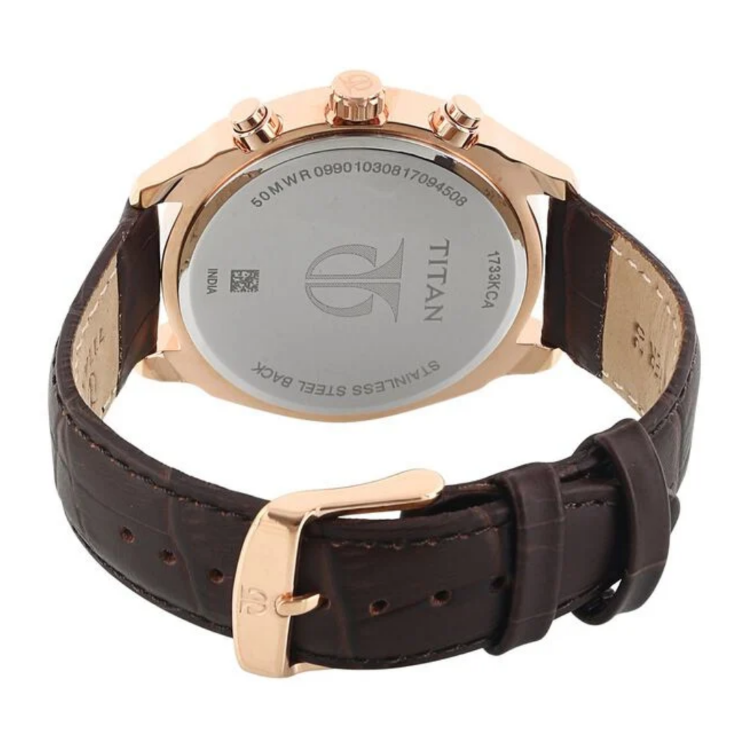 Titan Multifunction Quartz Watch for Men – Blue Dial with Classic Leather Band