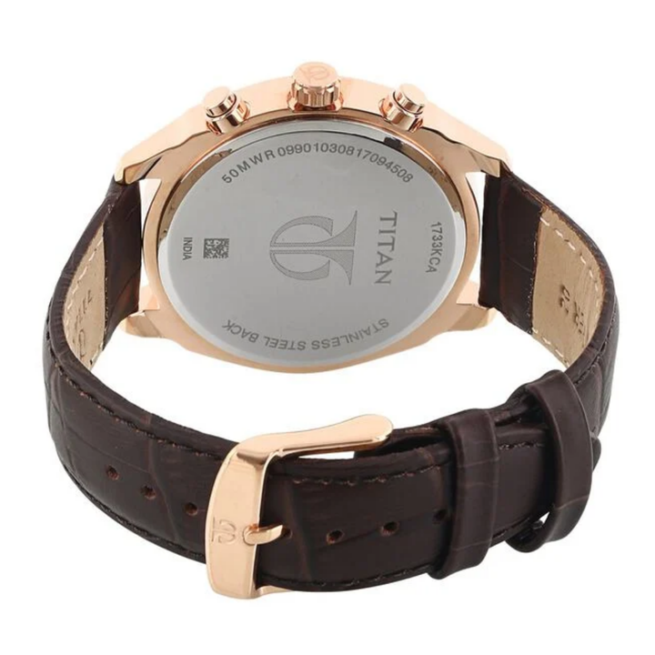Titan Multifunction Quartz Watch for Men – Blue Dial with Classic Leather Band