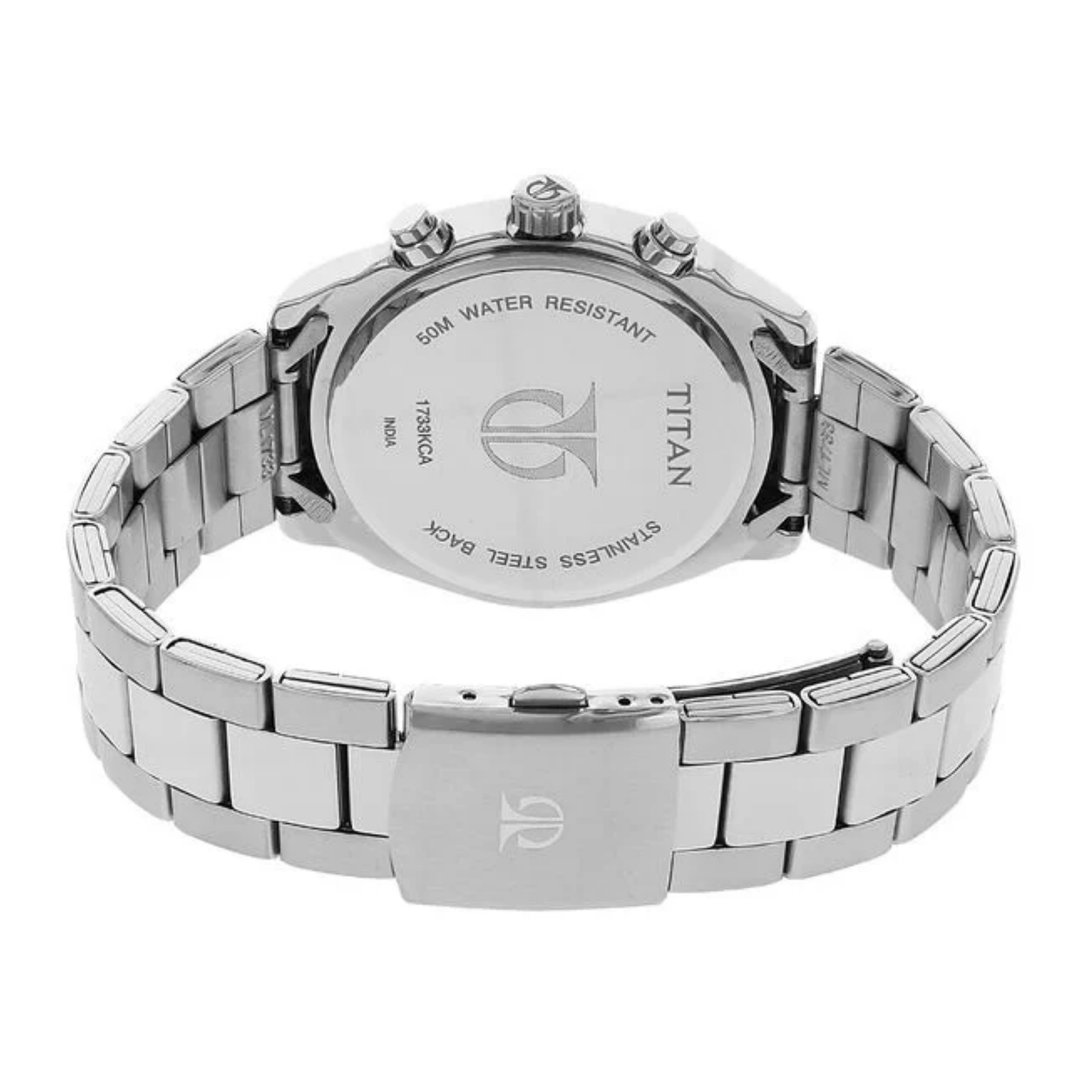 Titan Men’s Multifunction Watch with Dark Grey Dial and Two-Tone Stainless Steel Bracelet