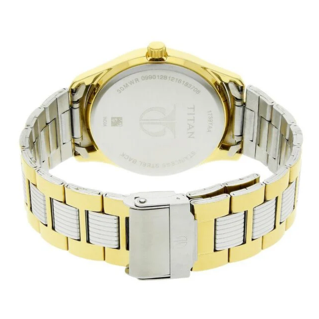 Titan Men’s Quartz Analog Watch with White Dial and Stainless Steel Strap