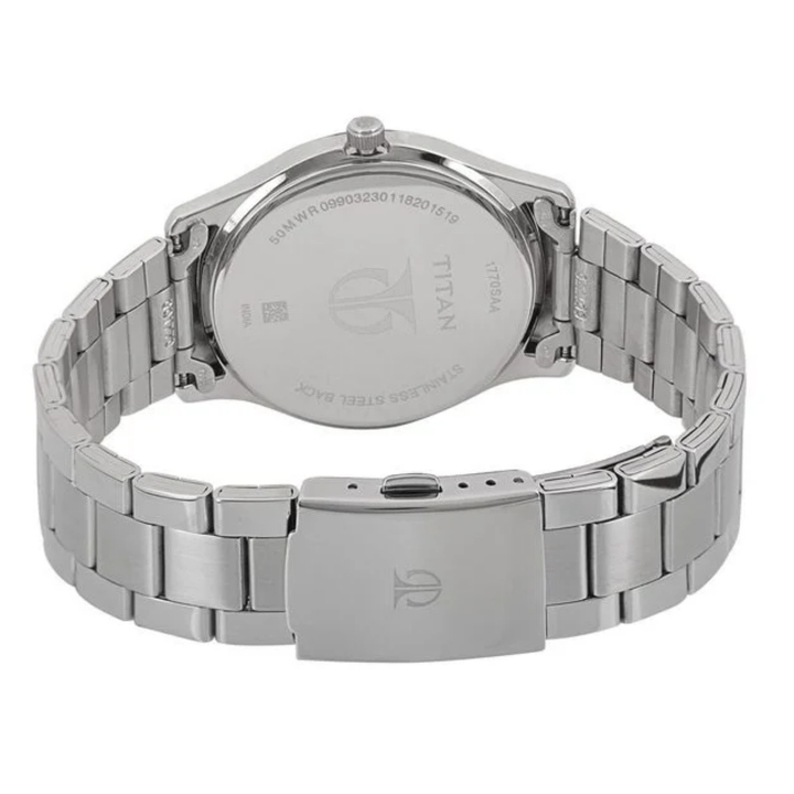 Titan Men’s Analog Watch – White Dial – Date Function – All-Steel Design