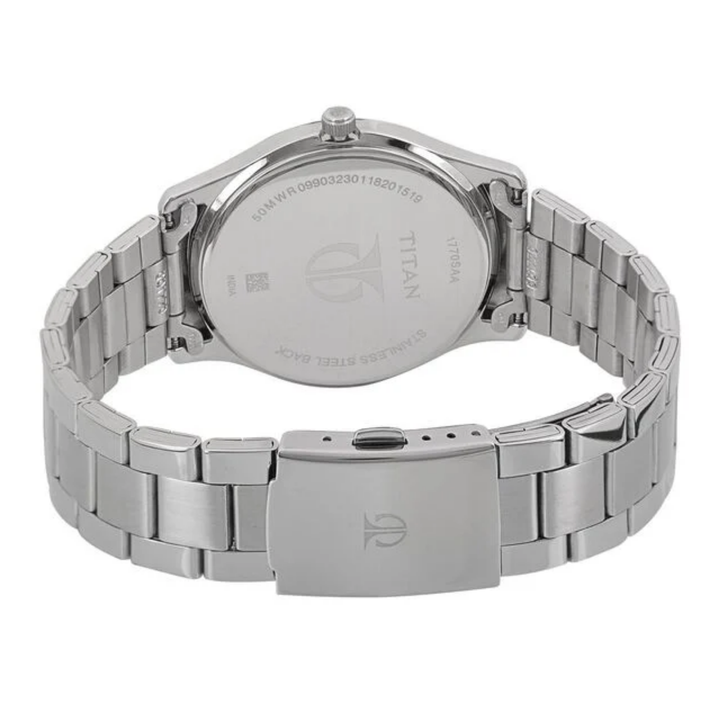 Titan Men’s Analog Watch – Black Sunray Dial – Date Function – All-Steel Case
