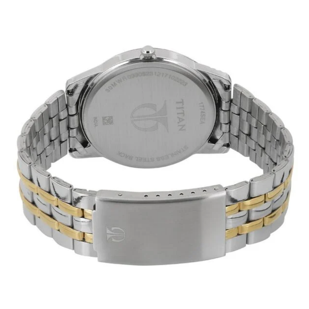 Titan Classic Men’s Watch – Silver Dial &amp; Stainless Steel Bracelet – Day-Date Function