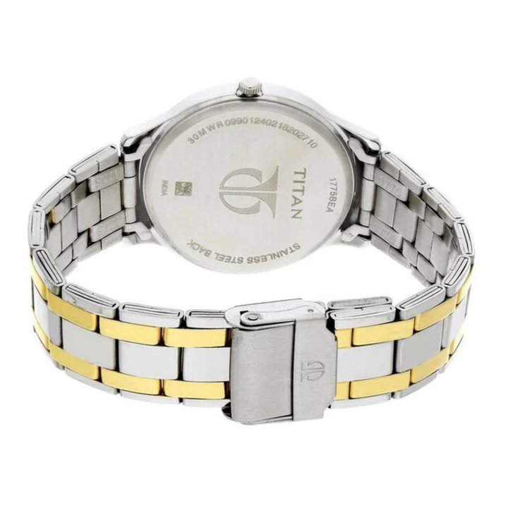 Titan Classique: Silver Sunray Dial with Date Feature &amp; Polished Link Strap