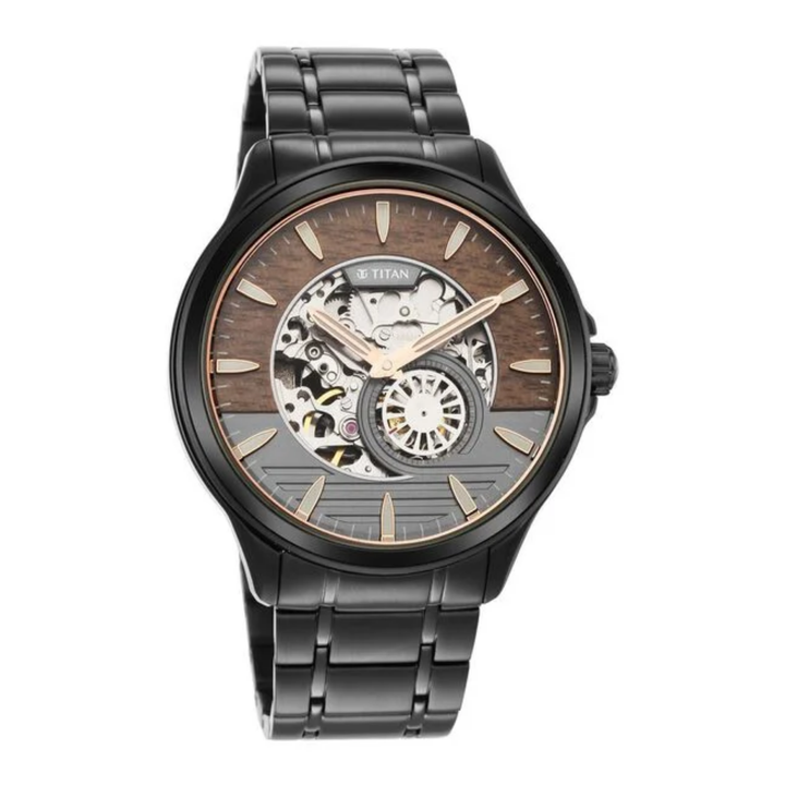 Titan Stellar: Self-Winding Precision Analog with Jet Black Sunray Dial