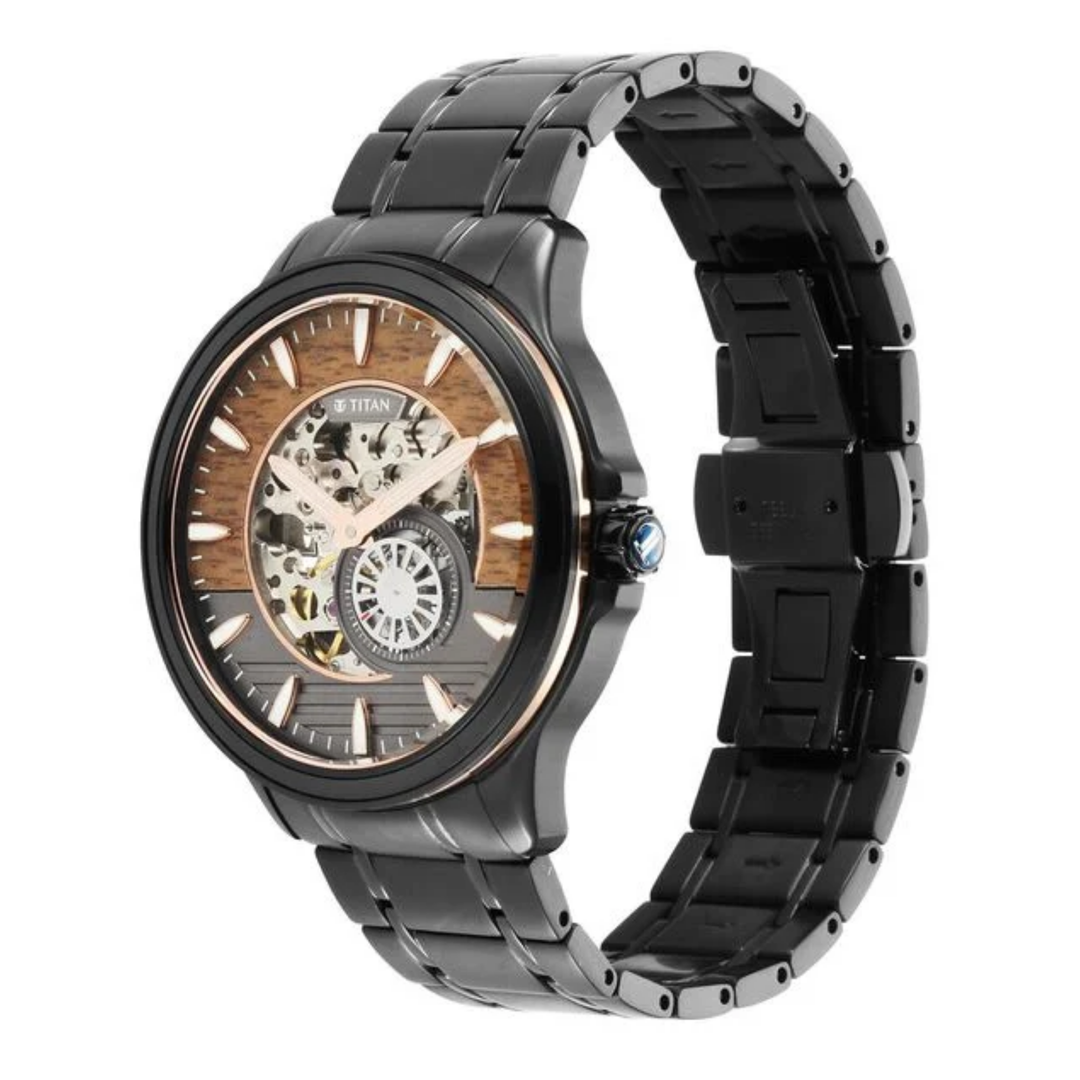 Titan Stellar: Self-Winding Precision Analog with Jet Black Sunray Dial