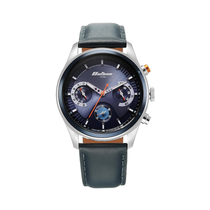 Titan Octane: Midnight Blue Sunray Analog with Genuine Padded Leather