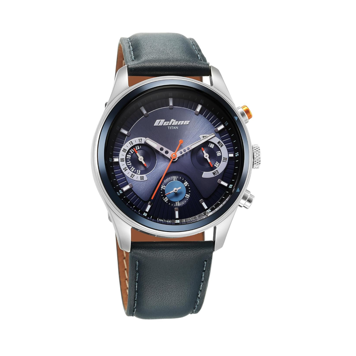 Titan Octane: Midnight Blue Sunray Analog with Genuine Padded Leather