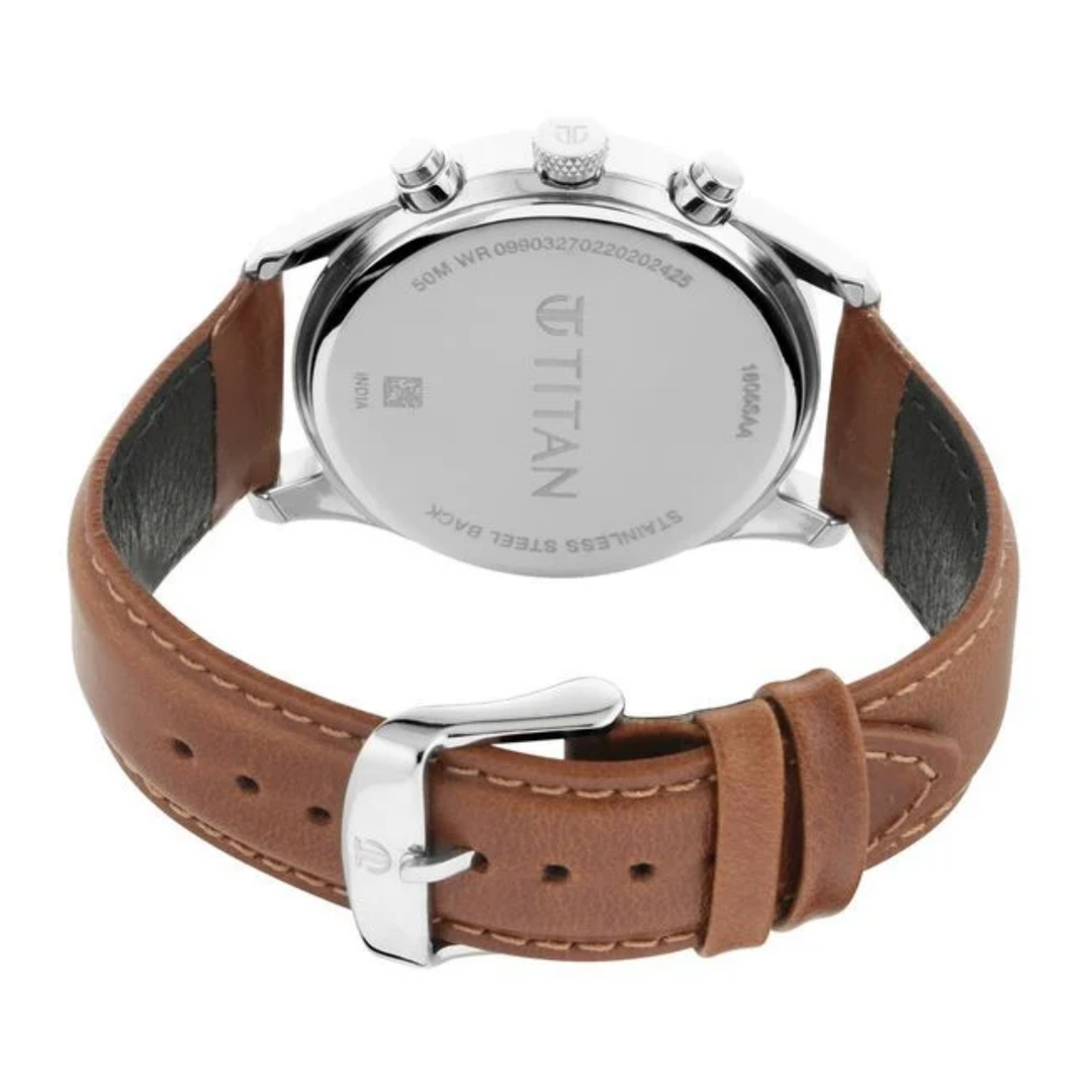 Titan Classique: Jet Black Triple-Aperture Analog with Genuine Nero Leather