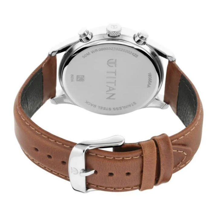Titan Classique: Jet Black Triple-Aperture Analog with Genuine Nero Leather