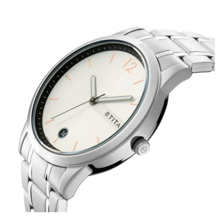 Titan Karishma: Men’s Ivory Sunray Analog with Calendar Date
