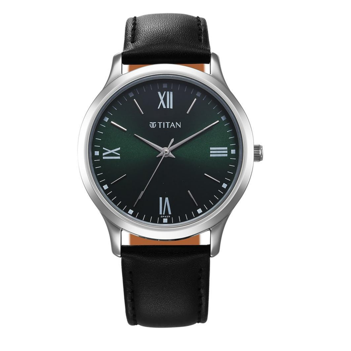 Titan Karishma: Deep Green &amp; Earth-Tone Leather Calendar Watch