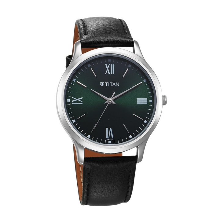 Titan Karishma: Deep Green &amp; Earth-Tone Leather Calendar Watch