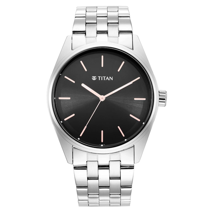 Titan Workwear Series | Quartz Analog | Black Dial | Stainless Steel Mesh