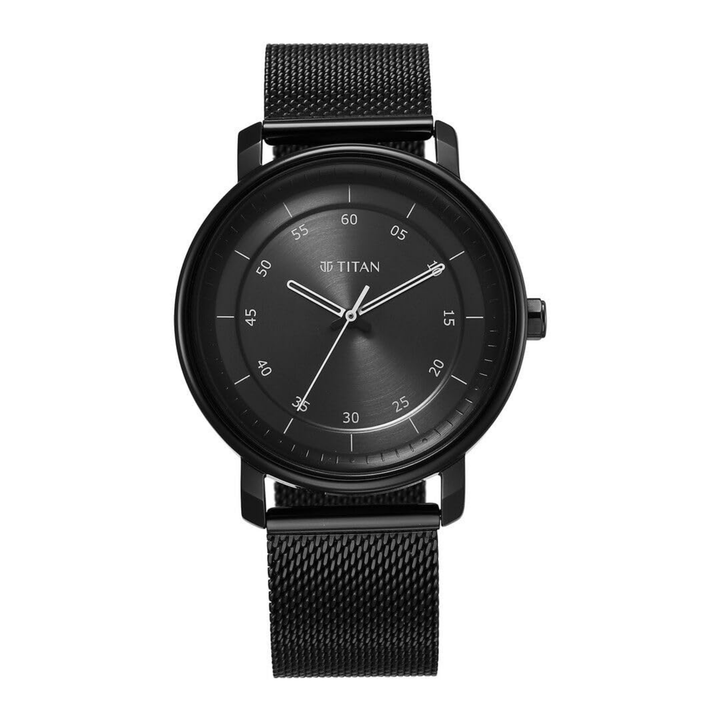 Titan Men’s Quartz Analog | Anthracite Sunray Dial | Leather Strap