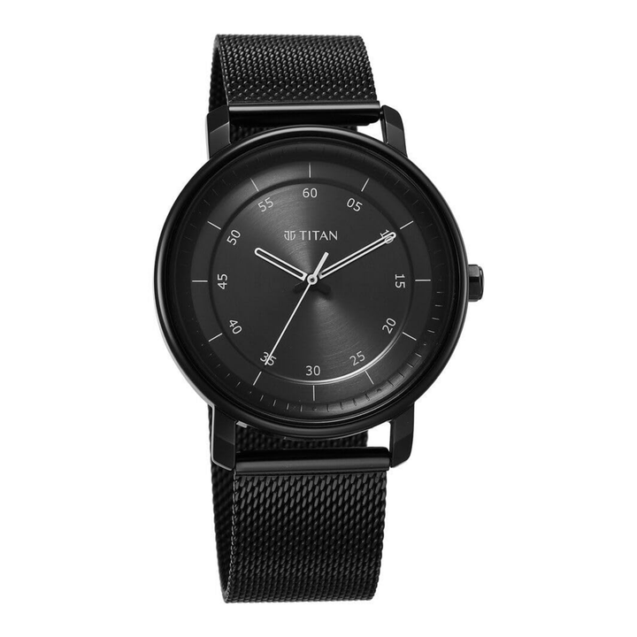 Titan Men’s Quartz Analog | Anthracite Sunray Dial | Leather Strap
