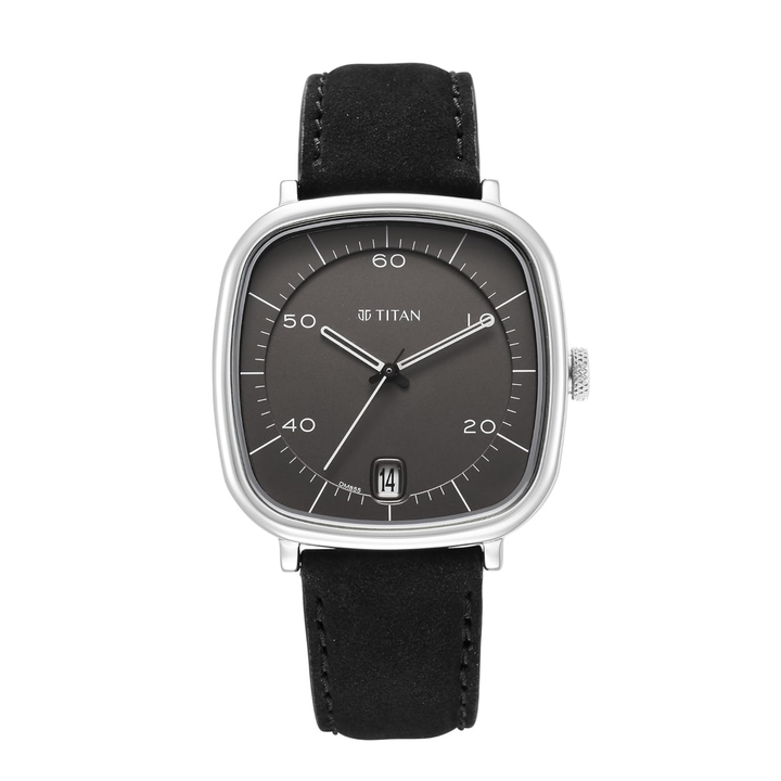 Titan Neo Curve: Contoured Anthracite Dial Timepiece with Date Display