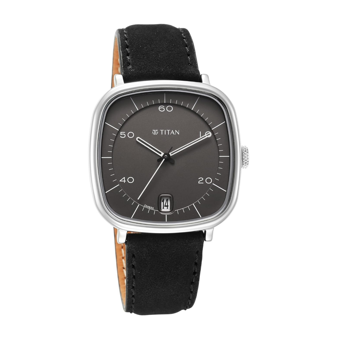Titan Neo Curve: Contoured Anthracite Dial Timepiece with Date Display