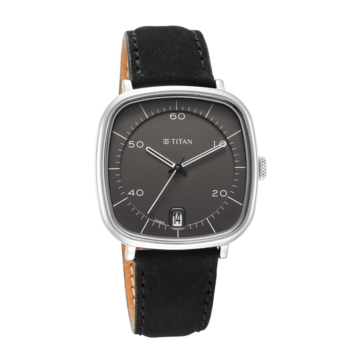 Titan Neo Curve: Contoured Anthracite Dial Timepiece with Date Display