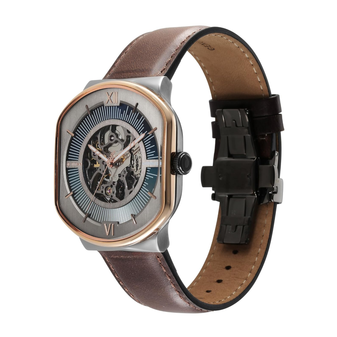 Titan Men’s Techno Beats Automatic – Charcoal Anthracite Dial &amp; Handcrafted Leather