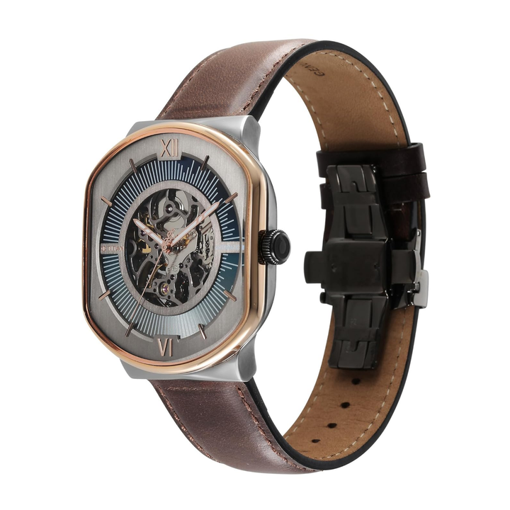 Titan Men’s Techno Beats Automatic – Charcoal Anthracite Dial &amp; Handcrafted Leather