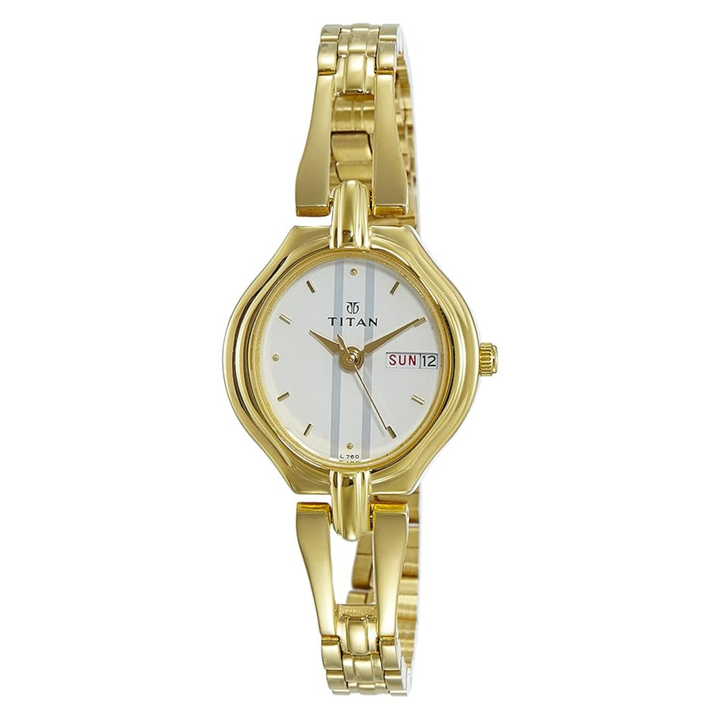 Titan Workwear: Silver &amp; White Day-Date Stainless Steel Timepiece