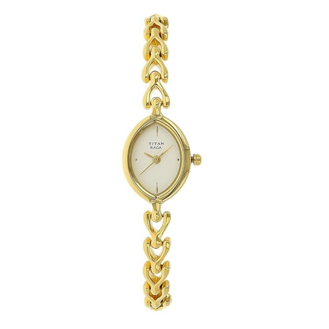 Titan Raga Women’s Analog Watch – White Sunray Dial &amp; Stainless Steel Strap