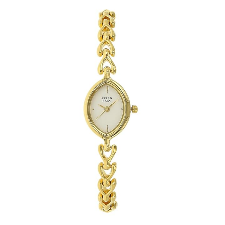 Titan Raga Women’s Analog Watch – White Sunray Dial &amp; Stainless Steel Strap