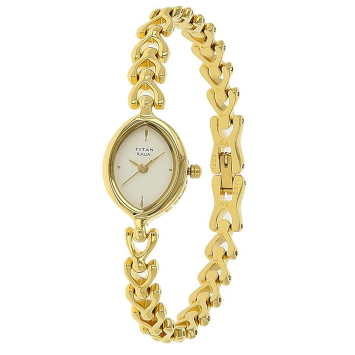 Titan Raga Women’s Analog Watch – White Sunray Dial &amp; Stainless Steel Strap