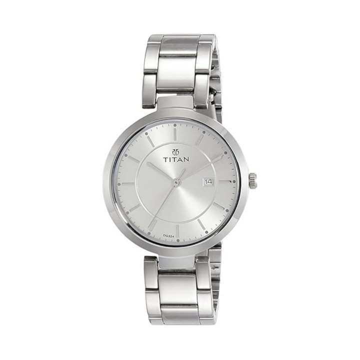 Titan Workwear | Sleek All-Silver Analog Watch in Signature Stainless Steel